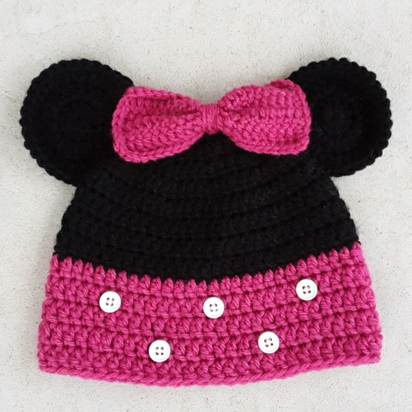 Handmade Crochet Minnie Mouse Hat Cute! - Picture 1 of 6